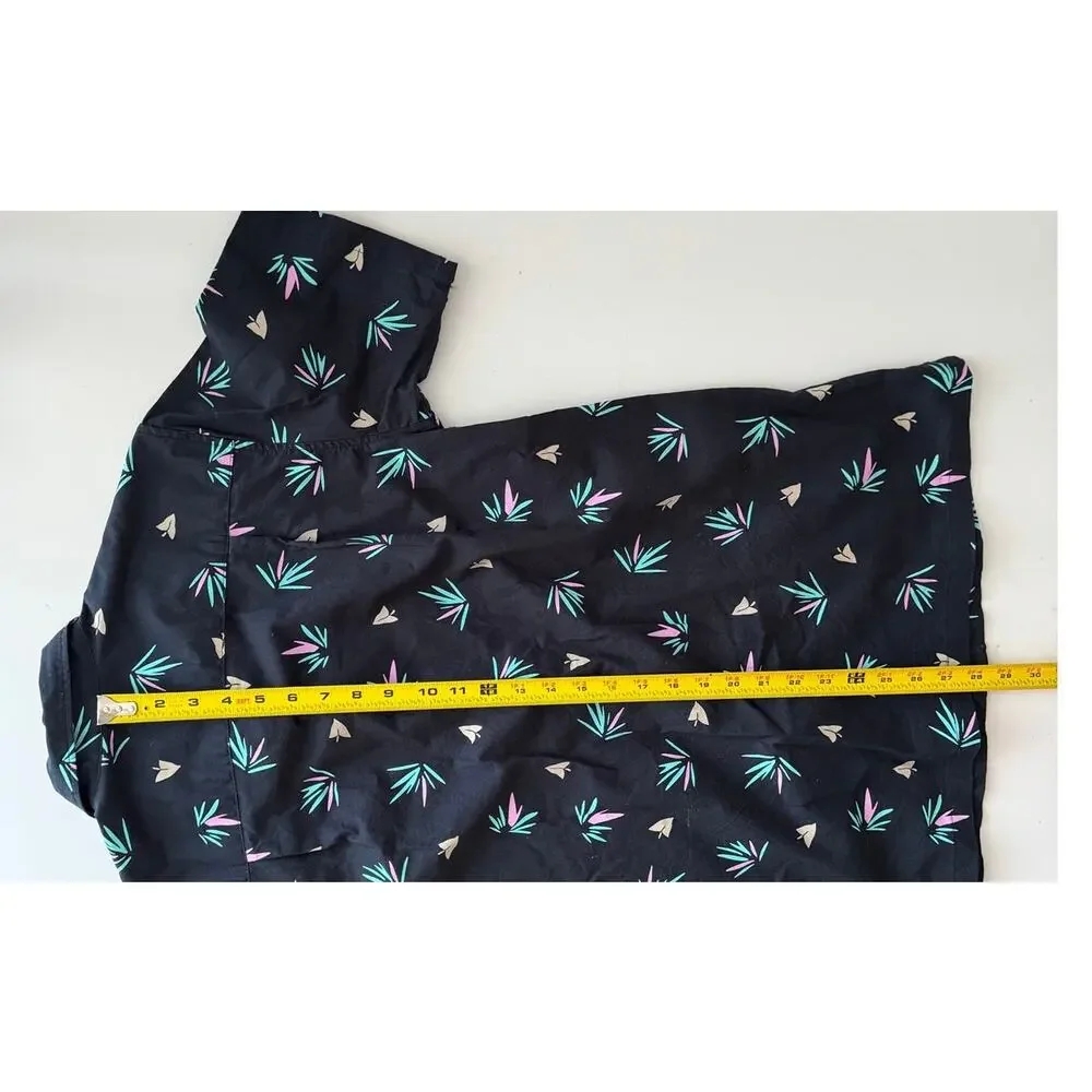 Vintage Roberta Oaks Aloha Short Sleeve Button Up Palm Leaf Pattern Medium